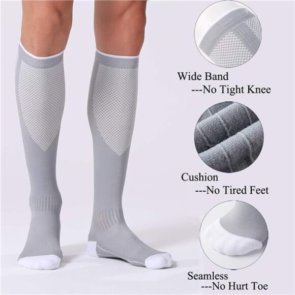 3 Pairs Compression Socks for Women and Men 20-30mmHg-Circulation - Picture 4 of 6